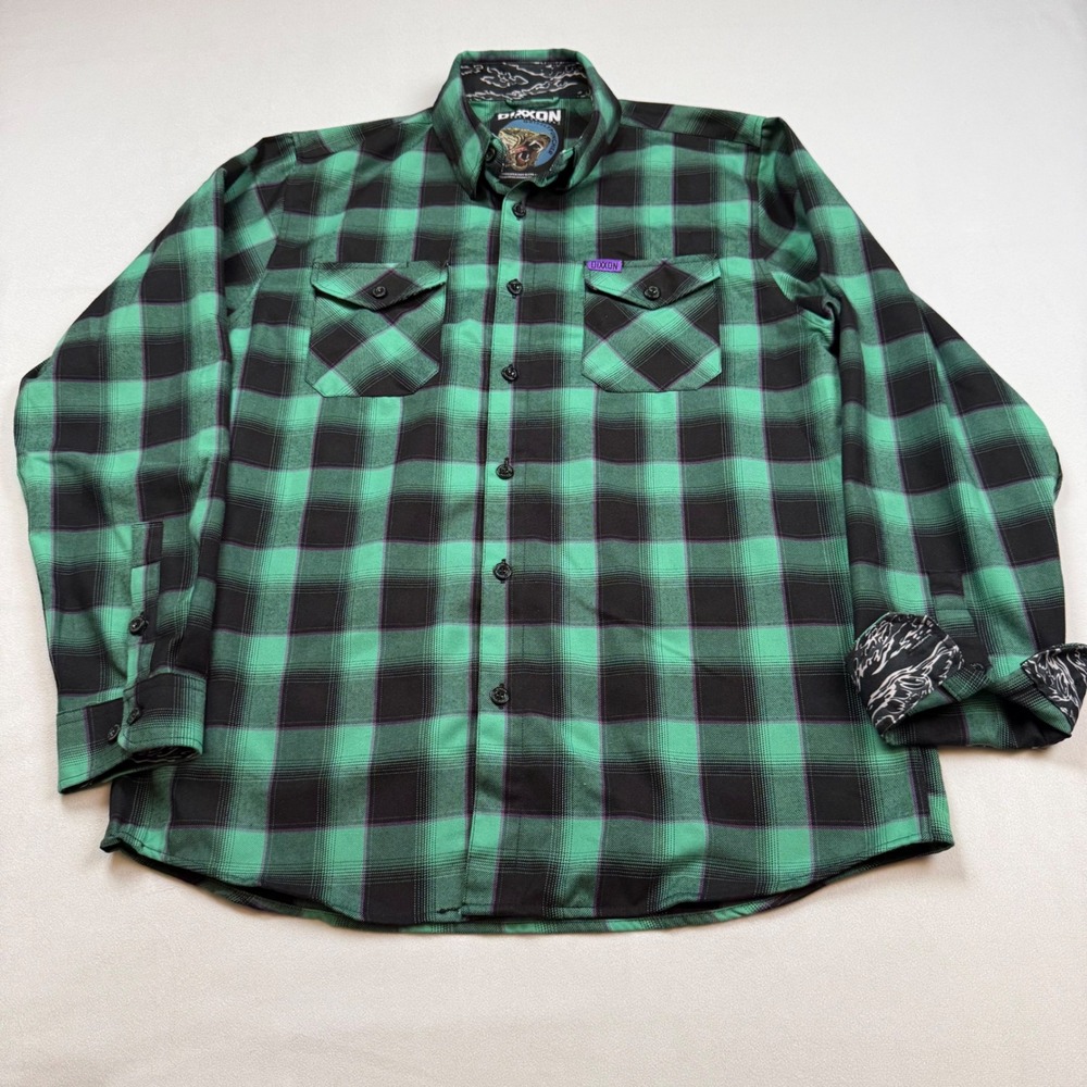 Dixxon Flannel Co X Caleb Francis Grizzly Puncher Mens LG Green Black Plaid